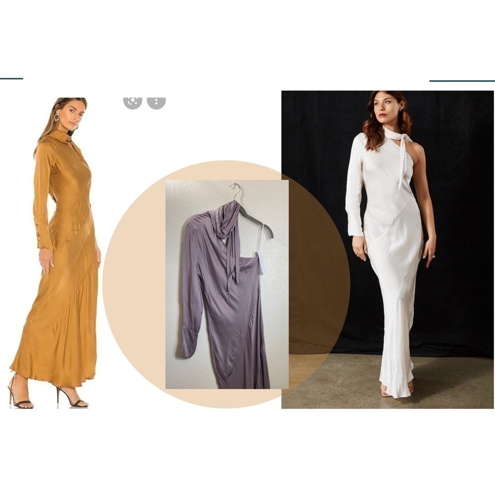 NWT Young Fabulous & Broke Febe slate grey maxi one shoulder dress size S